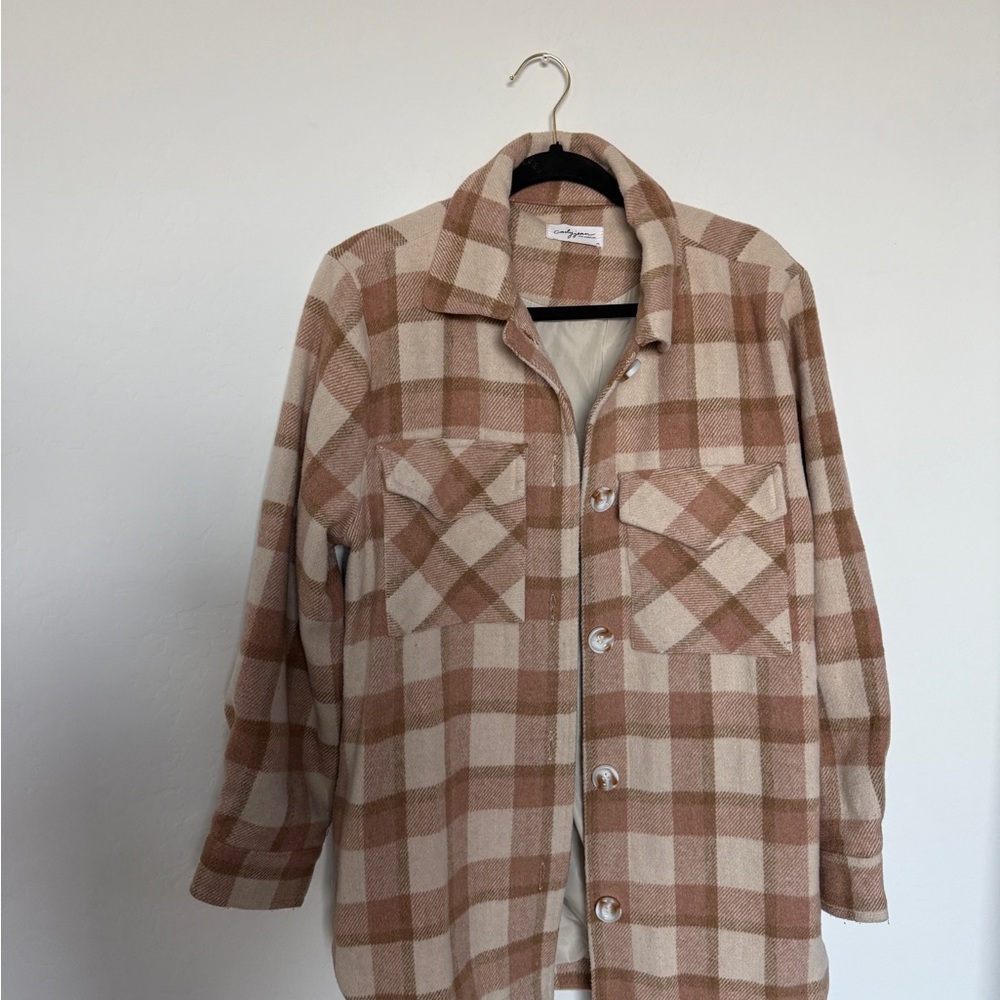 Carly Jean Los Angeles (CJLA) Clancy Cream Plaid Check Women's Shacket
